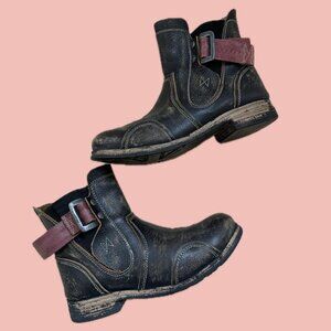 Fly London Distressed Leather Ankle Boots – Buckle Strap, Size 37